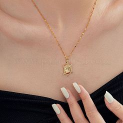 Латунный прозрачный кубический цирконий блестящий кулон в виде черепахи ожерелья с цепочкой для женщин NW3403-1