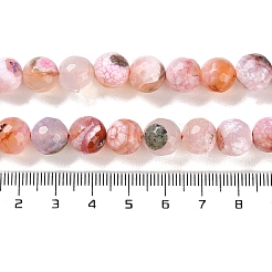 天然石瑪瑙ビーズ連売り  染め＆加熱  多面カット  ラウンド  ピンク  10mm  穴：0.8mm  約37個/連  14.96''（38センチメートル）&nbsp;G-M437-C01-01D