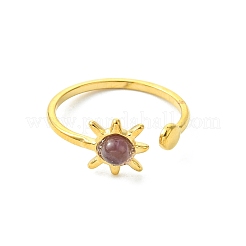 Offene Manschettenringe aus Edelstahl 304 mit Edelstein-Sonne für Damen&nbsp;RJEW-JR01064