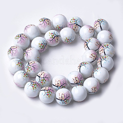 Perles de verre imprimées et peintes au pistolet&nbsp;GLAA-S047-02C-02