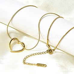 201 нержавеющая сталь полое сердце цепочка змея ожерелья для женщин NJEW-B124-03G