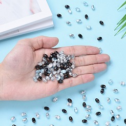 電気メッキされた透明なチェコガラスビーズ  オーバル  多面カット  ミックスカラー  8x5.5mm  穴：1mm  約240個/袋&nbsp;GLAA-O018-34B