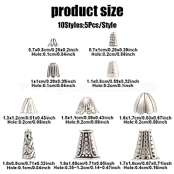 50 шт. 10-х стилевые тибетские сплавные многолепестковые колпачки для бусин&nbsp;TIBE-YW0001-77