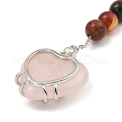 Брелок в форме сердца из натурального розового кварца G-Z033-11P-01