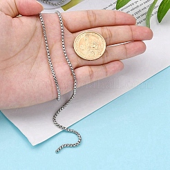 変色しない3.28フィート304ステンレススチールベネチアンチェーン  溶接されていない  ステンレス鋼色  2.5x2.5mm&nbsp;X-CHS-K001-37B
