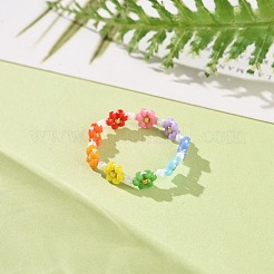 Bague extensible en perles de verre pour femme&nbsp;RJEW-MZ00002-01