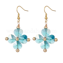 Orecchini pendenti con trifoglio di vetro bling&nbsp;EJEW-JE05196