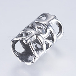 変色しにくい304ステンレススチールチューブビーズ  大穴ビーズ  中空  ステンレス鋼色  17x11mm  穴：8.5mm&nbsp;STAS-I076-079P