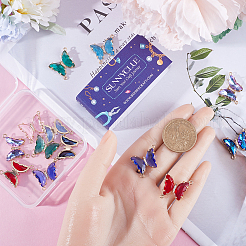 16 шт. 8-х цветные латунные стеклянные соединительные подвески KK-SC0003-64