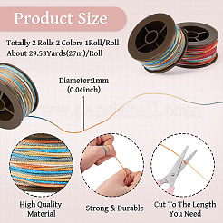 2 Rolle 2 Farben segmentgefärbte runde Polyester-Drehschnüre&nbsp;OCOR-TA0003-65B