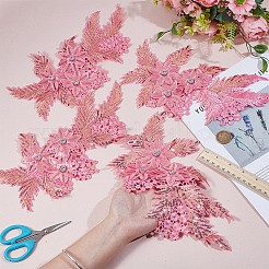 4 Stück Blumen- und Blattapplikationen aus Polyester und Kunststoff&nbsp;PATC-CY0001-49B