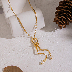 Минималистичные подвески-кисточки из нержавеющей стали с узлом из натурального пресноводного жемчуга в форме капли для женщин.&nbsp;DX0351-1