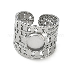 304ステンレススチールカフリング部品  丸いベゼルパッドリングセッティング  ステンレス鋼色  17mm  18mm  トレイのサイズ：8mm&nbsp;SA-CBA37BC-15A-P