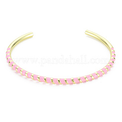 Скрученный браслет-манжета из латуни с эмалью&nbsp;BJEW-T020-02-NF