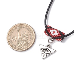 Ожерелья из стеклянных бусин и сплава с подвесками в виде треугольников от сглаза&nbsp;NJEW-MZ00110-02