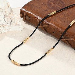 Ионное покрытие (ip) 304 нержавеющая сталь круглые бусины нейлоновый шнур ожерелья для женщин NJEW-P320-15G-01