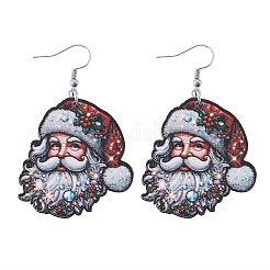 Boucles d'oreilles pendantes en bois imprimé des deux côtés&nbsp;FS-WG7A59A-01