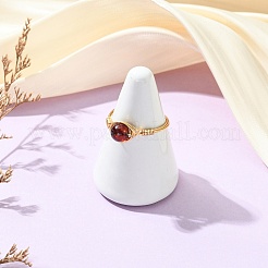 Fingerringe aus Kupferdraht und natürlichem Bernstein für Damen&nbsp;RJEW-JR01052-02