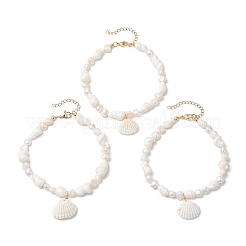 Cavigliere estive con ciondolo a conchiglia naturale da spiaggia&nbsp;AJEW-AN00685