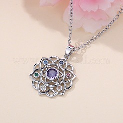 Чакра цветок лотоса латунные паве разноцветные кубические цирконии подвески ожерелья для женщин FS-WG17A97-01