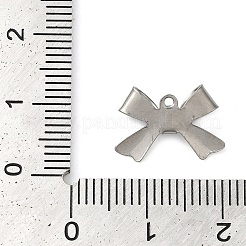変色しない304ステンレススチールペンダント  ちょう結びチャーム  ステンレス鋼色  10x14.5x3mm  穴：1mm&nbsp;STAS-Z074-02P-01