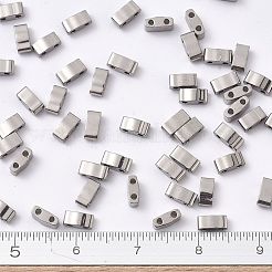 MIYUKIハーフティラビーズ  日本製シードビーズ  2の穴  （htl194)パラジウムメッキ  5x2.3x1.9mm  穴：0.8mm  約2500個/100g&nbsp;SEED-J020-HTL194