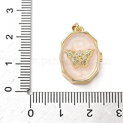 Овальные подвески-медальоны с бабочкой из латуни и эмали KK-P334-18G-02