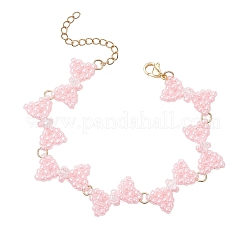 3 шт. браслеты-бантики из двухцветного стеклянного бисера для женщин BJEW-MZ00220