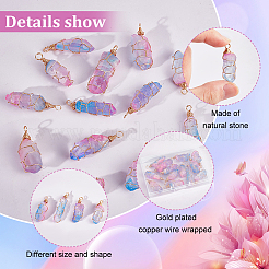 16 шт гальванические подвески из необработанного натурального кварцевого кристалла PALLOY-AB00115