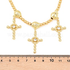 Женское ожерелье-нагрудник из латуни с микропаве из прозрачных кубических цирконий в виде креста.&nbsp;NJEW-F364-04G