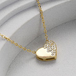 925 серебряное ожерелье с подвеской в виде сердца из микропаве из прозрачного кубического циркония для женщин NJEW-D316-04G