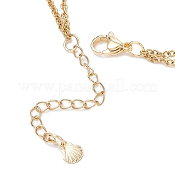 Двухслойные ожерелья с подвеской в виде морской черепахи и натуральной пресноводной раковины из нержавеющей стали 304 для женщин NJEW-JN05400