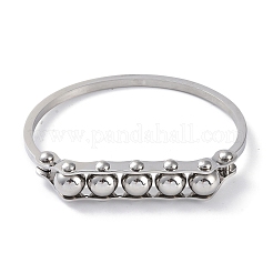 変色しない丸いビーズの304ステンレススチールのバングル  ステンレス鋼色  0.25cm～1/2インチ(1.3cm)  内径：1-3/4x2-1/4インチ（4.4x5.85cm）&nbsp;BJEW-G700-08P
