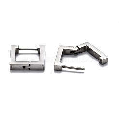 変色しにくい304ステンレススチールスクエアフープピアス  ステンレス鋼色  14x14.5x3mm  ピン：1mm&nbsp;STAS-H156-09B-P