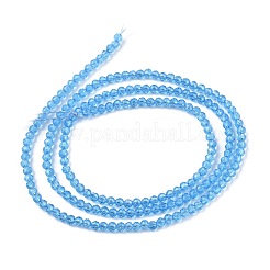 ガラスビーズ連売り  模造クォーツ  多面カット  ラウンド  空色  2mm  穴：0.5mm  約175個/連  14インチ&nbsp;G-K185-16F