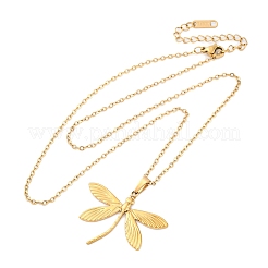 Ожерелья с подвеской в виде стрекозы из нержавеющей стали 304 NJEW-H059-05G