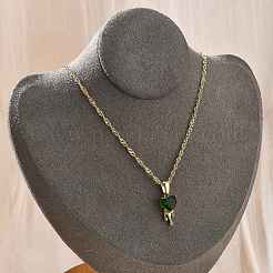 Подвеска из нержавеющей стали 304 с зеленым кубическим цирконием для женщин NJEW-C078-01C-G