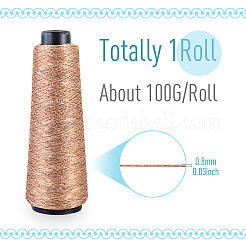 ポリエステルとメタリックで包まれたコアコード  ギフトラッピング用  ラウンド  砂茶色  0.8mm  約100グラム/ロール&nbsp;OCOR-TAC0015-31B
