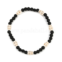 Браслеты из натуральной лавы и синтетической бирюзы для мужчин и женщин BJEW-JB12132-02