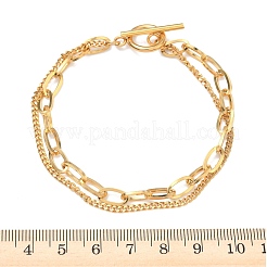 Браслеты из нержавеющей стали 304 с двухслойной цепочкой типа «якорь и кабель» для женщин&nbsp;BJEW-G779-05G