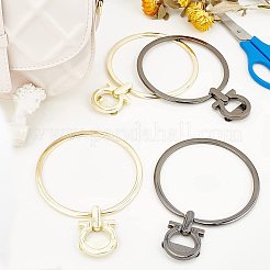 4個2色リング合金バッグハンドル  バッグ交換用アクセサリー  ミックスカラー  14x10x0.95cm  穴：21.5x32.5mm  内径：8.3x8.8のCM  2個/カラー&nbsp;FIND-PH0001-64