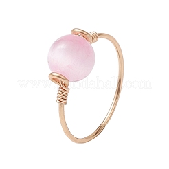 Круглые кольца на палец из натурального селенита&nbsp;RJEW-TA00127