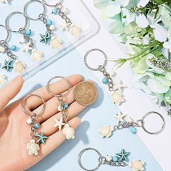 20 брелок с подвеской в виде черепахи с морской звездой из искусственной бирюзы&nbsp;KEYC-CP0001-47B