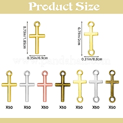 2スタイルの合金ペンダントとリンクコネクタチャーム350個。  クロスチャーム  ミックスカラー  18.5x9x1.5mm  穴：1.8mm&nbsp;FIND-SZ0003-88