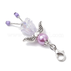 7 шт. подвеска в виде ангела из акрила и стеклянного жемчуга HJEW-JM03361