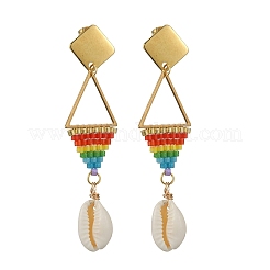 Boucles d'oreilles pendantes en verre tissé pour femmes&nbsp;EJEW-MZ00793
