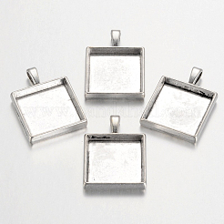 Impostazioni pendente cabochon in stile tibetano quadrati&nbsp;X-TIBEP-A123359-AS-LF