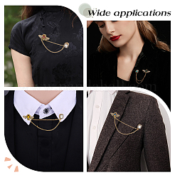 4 шт. 4-х цветные стеклянные броши-цепочки в виде пчелы и прямоугольника JEWB-GO0001-15