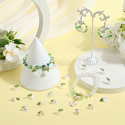 20 набор подвесок в виде белых лилий и бусин в виде листьев флоры FIND-SC0010-77