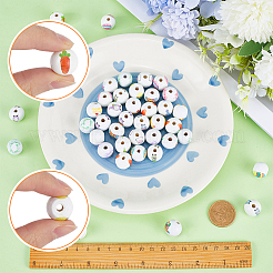 48 шт. 12 стиля деревянных бусин с пасхальным принтом WOOD-SC0001-61